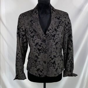 Vintage Evan Picone Black Gray Floral Blazer Size 6